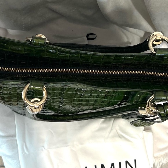 💚🐊BRAHMIN RACING GREEN LA SCALA GENUINE LEATHER STUNNING SWEETHEART TOTE🐊💚 - Picture 11 of 17